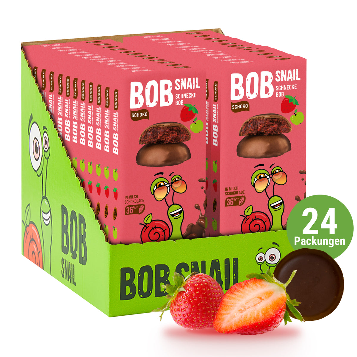 Bob Snail Frucht-Crush Apfel-Erdbeere in Vollmilchschokolade 30 g