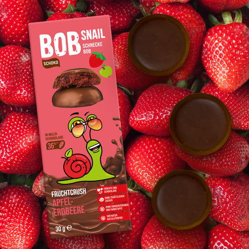 Bob Snail Frucht-Crush Apfel-Erdbeere in Vollmilchschokolade 30 g