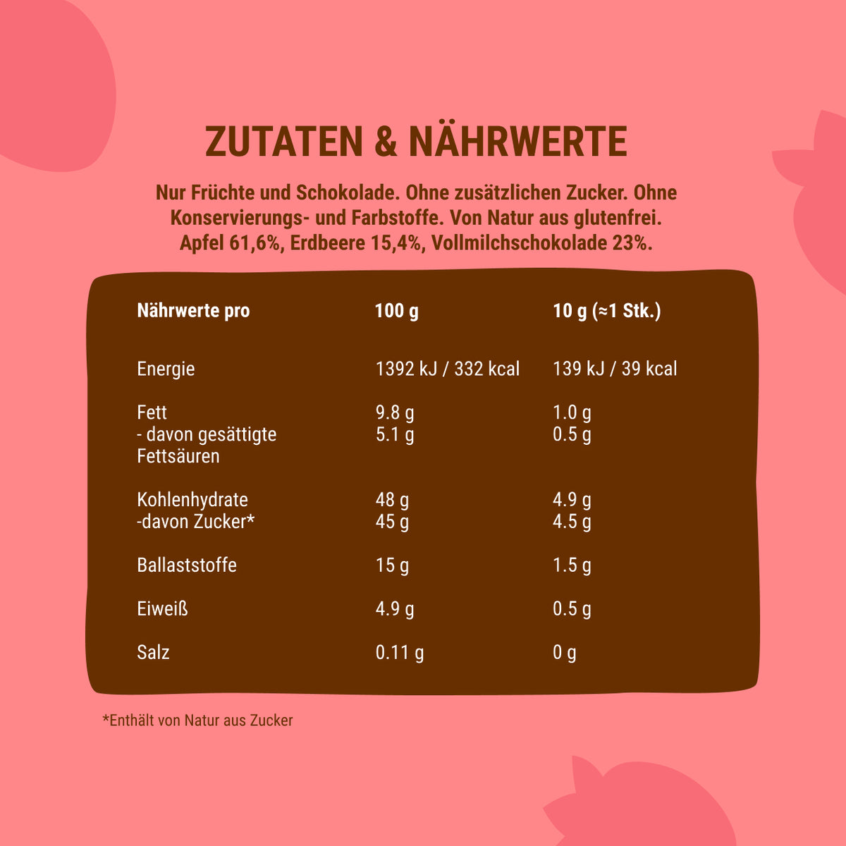 Bob Snail Frucht-Crush Apfel-Erdbeere in Vollmilchschokolade 30 g