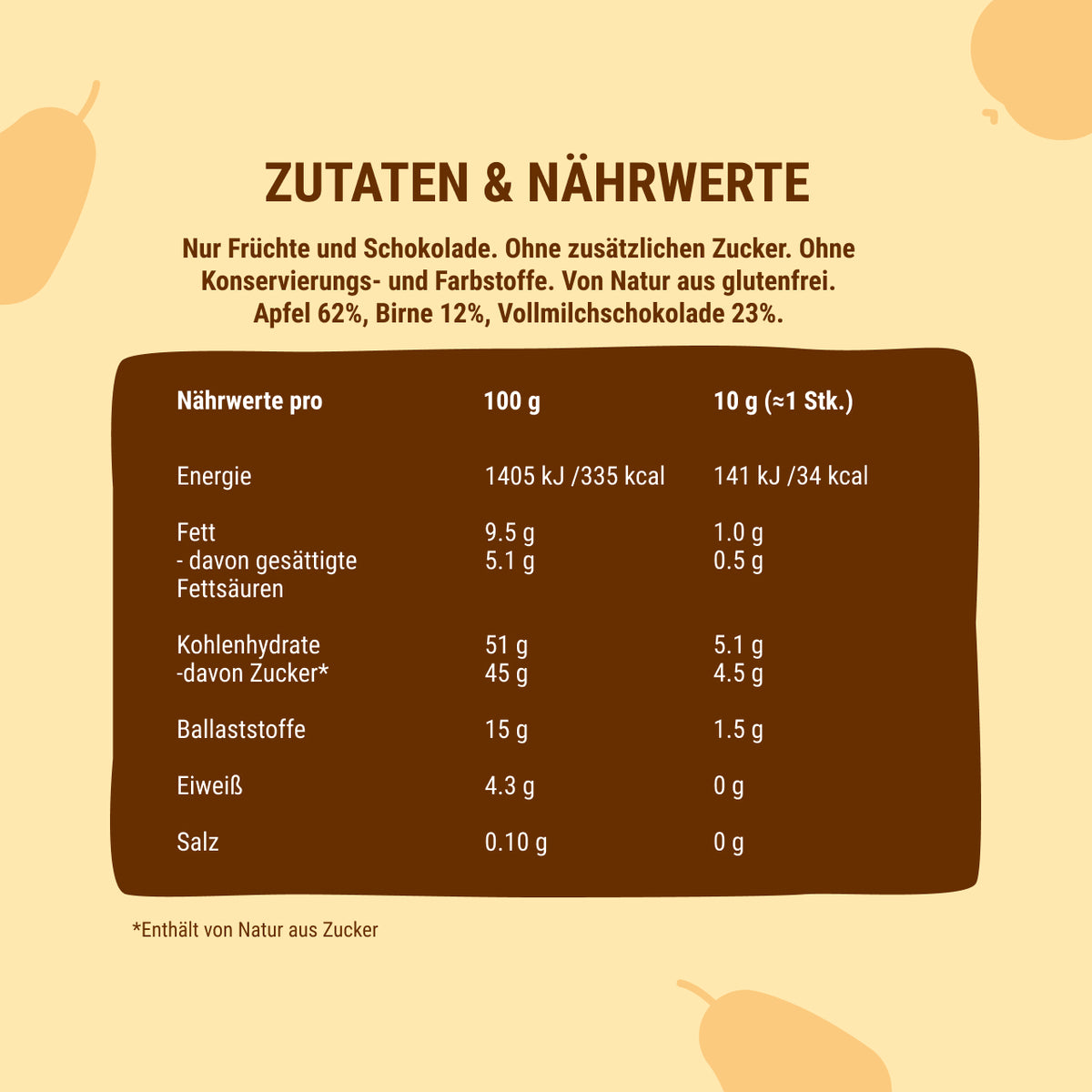 Bob Snail Frucht-Crush Apfel-Birne in Vollmilchschokolade 30 g