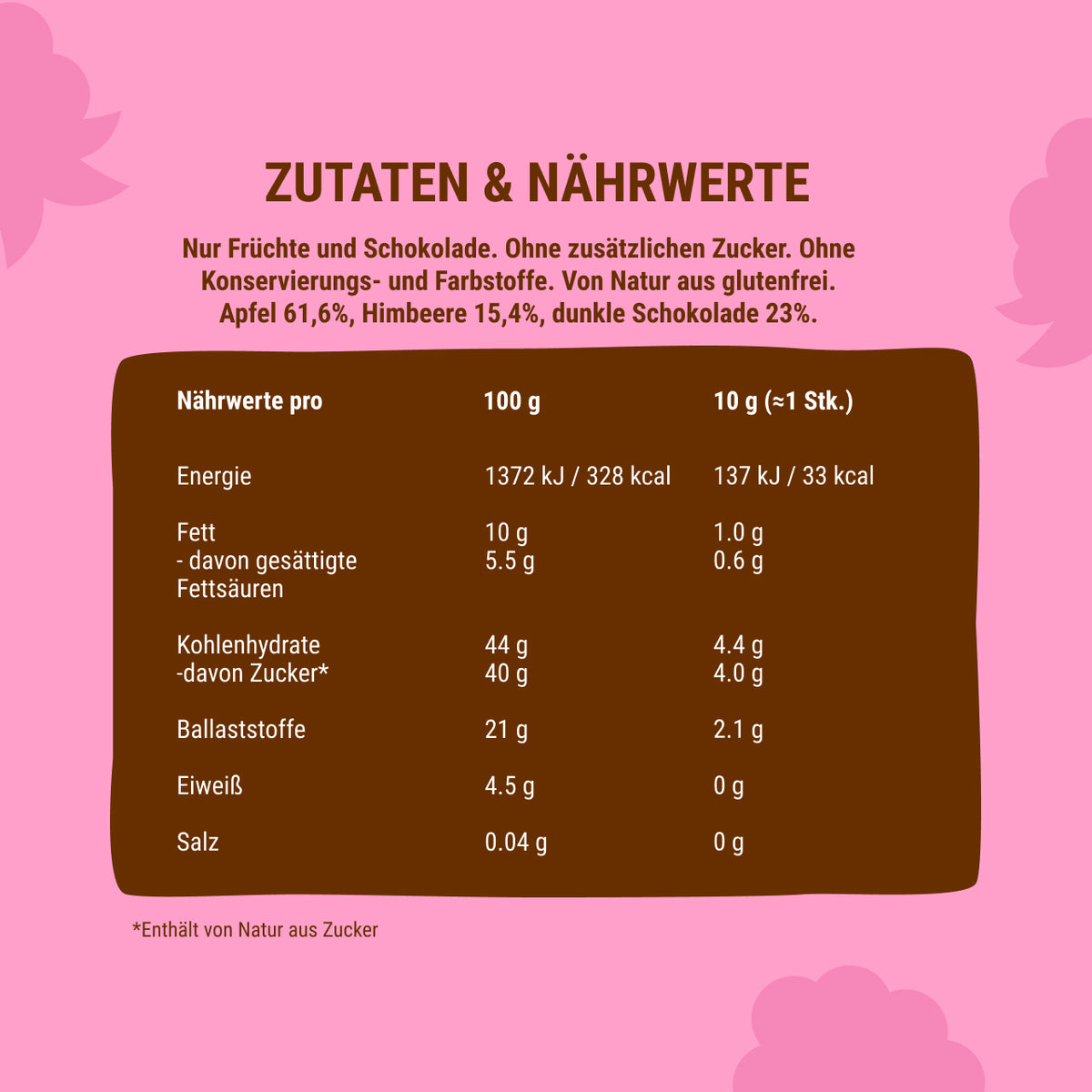 Bob Snail Frucht-Crush Apfel-Himbeere in dunkler Schokolade 30 g
