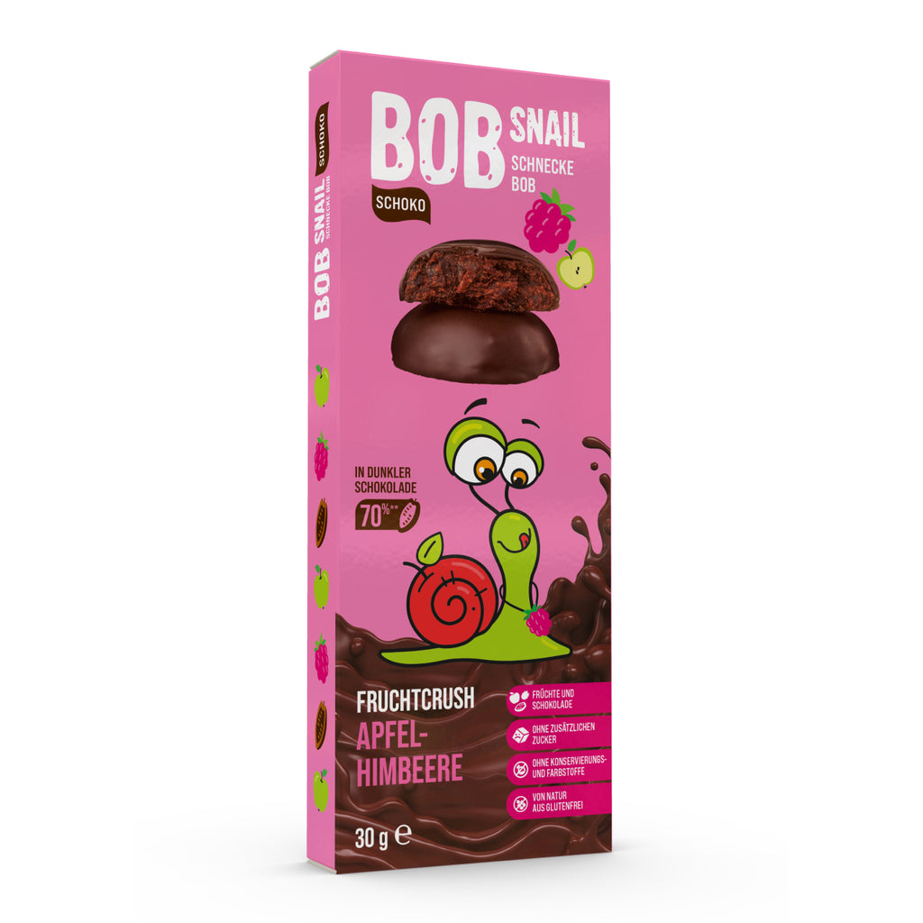 Bob Snail Frucht-Crush Apfel-Himbeere in dunkler Schokolade 30 g