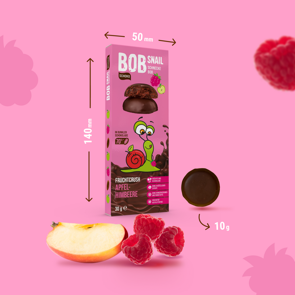 Bob Snail Frucht-Crush Apfel-Himbeere in dunkler Schokolade 30 g
