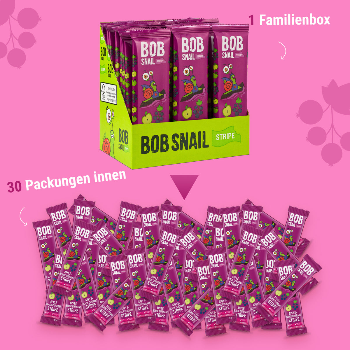 Bob Snail Fruchtstreifen Apfel-Schwarze Johannisbeere 14 g