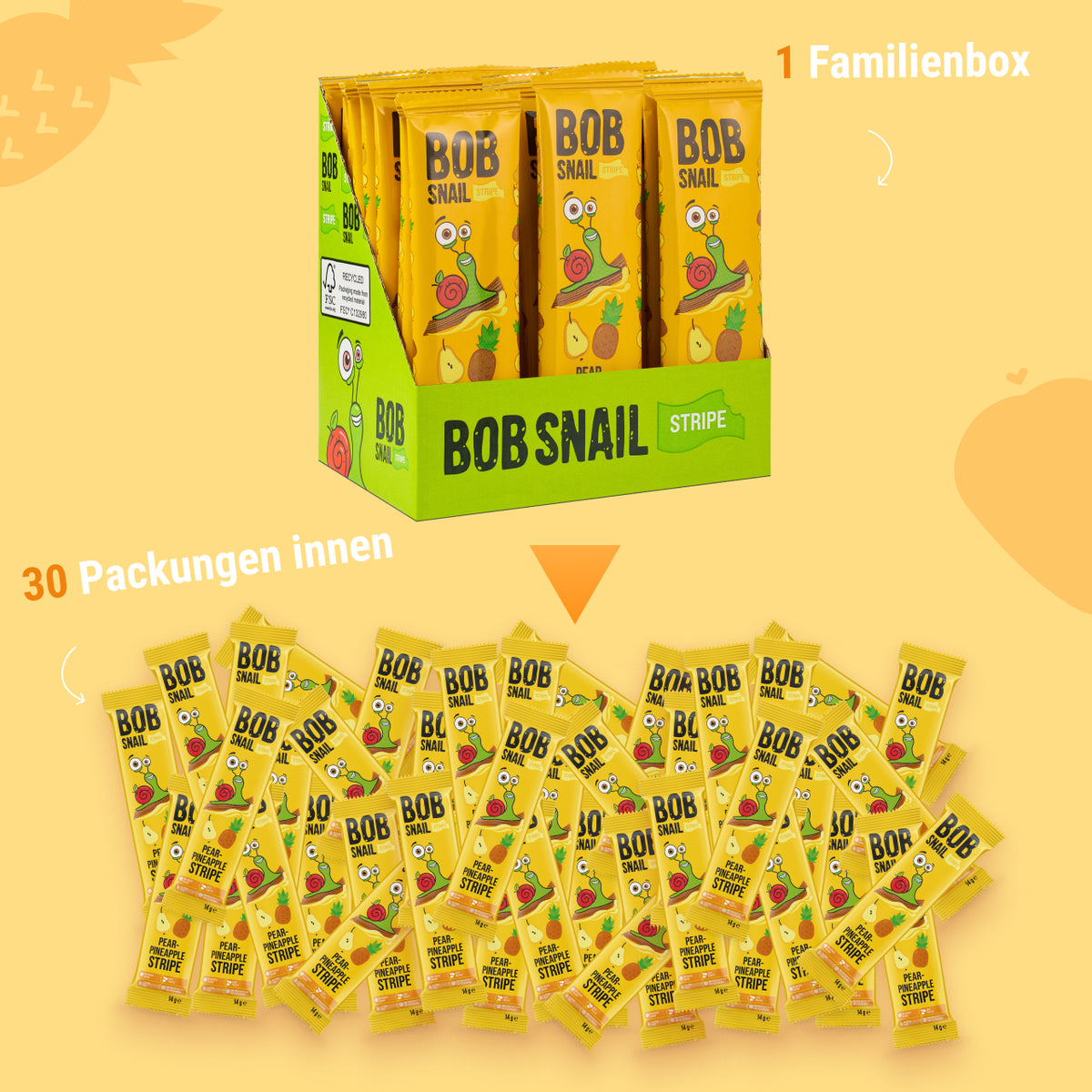 Bob Snail Fruchtstreifen Birne-Ananas 14 g