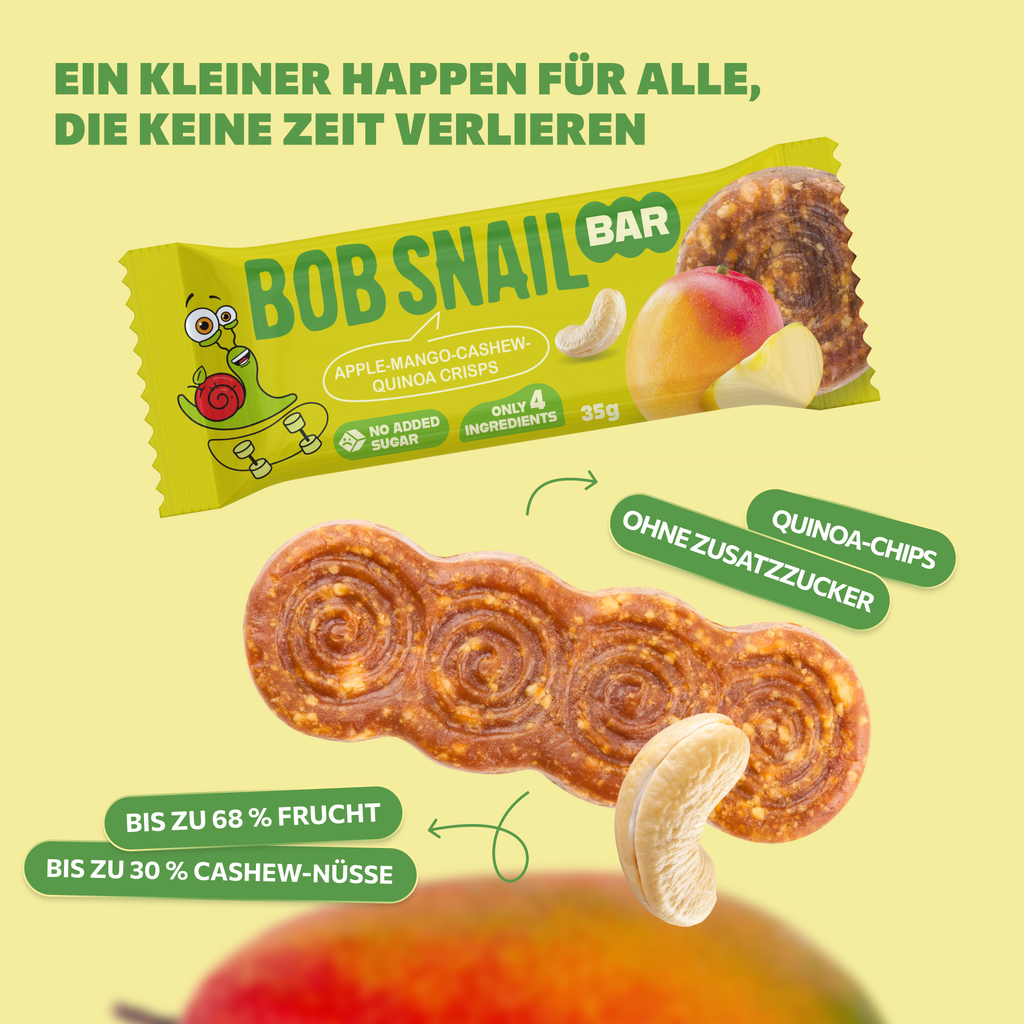 Bob Snail Fruchtriegel Mango-Apfel / Cashew / Quinoa-Crisps 35 g