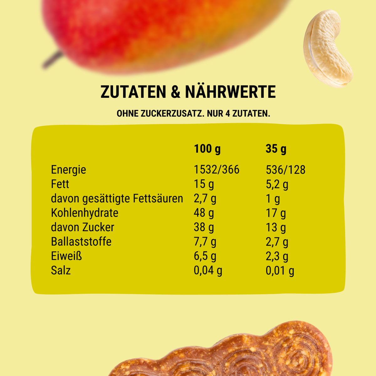 Bob Snail Fruchtriegel Mango-Apfel / Cashew / Quinoa-Crisps 35 g