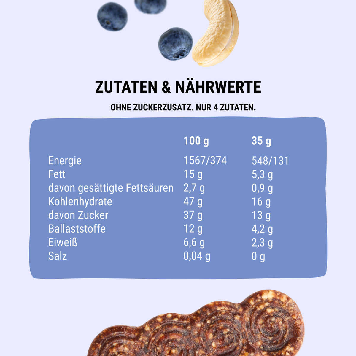 Bob Snail Fruchtriegel Apfel-Heidelbeere / Cashew / Quinoa-Crisps 35 g