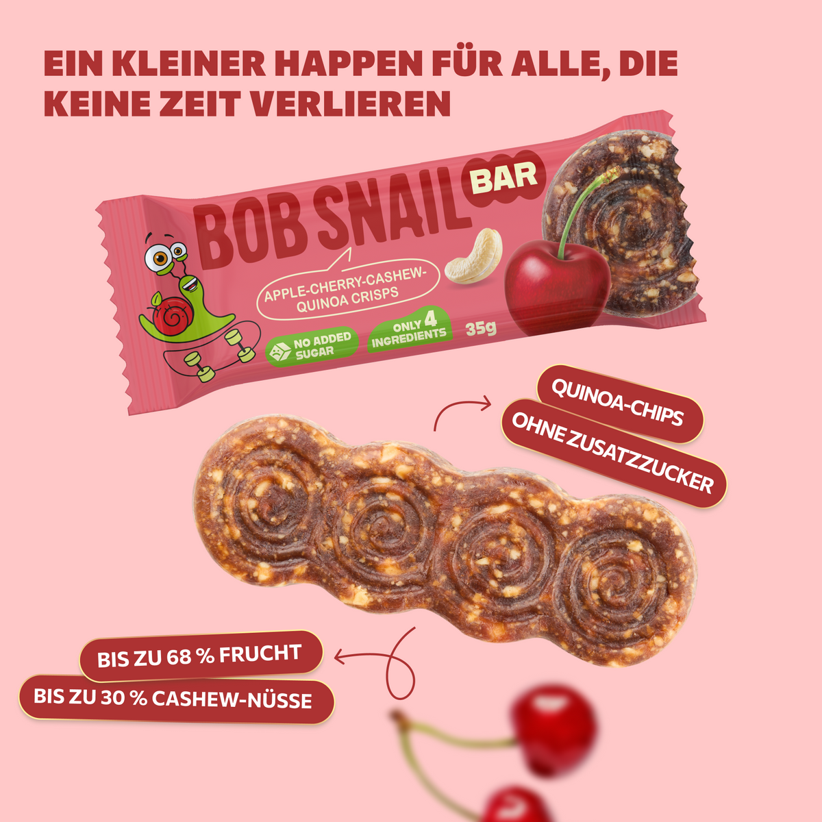 Bob Snail Fruchtriegel Apfel-Kirsche / Cashew / Quinoa-Crisps 35 g