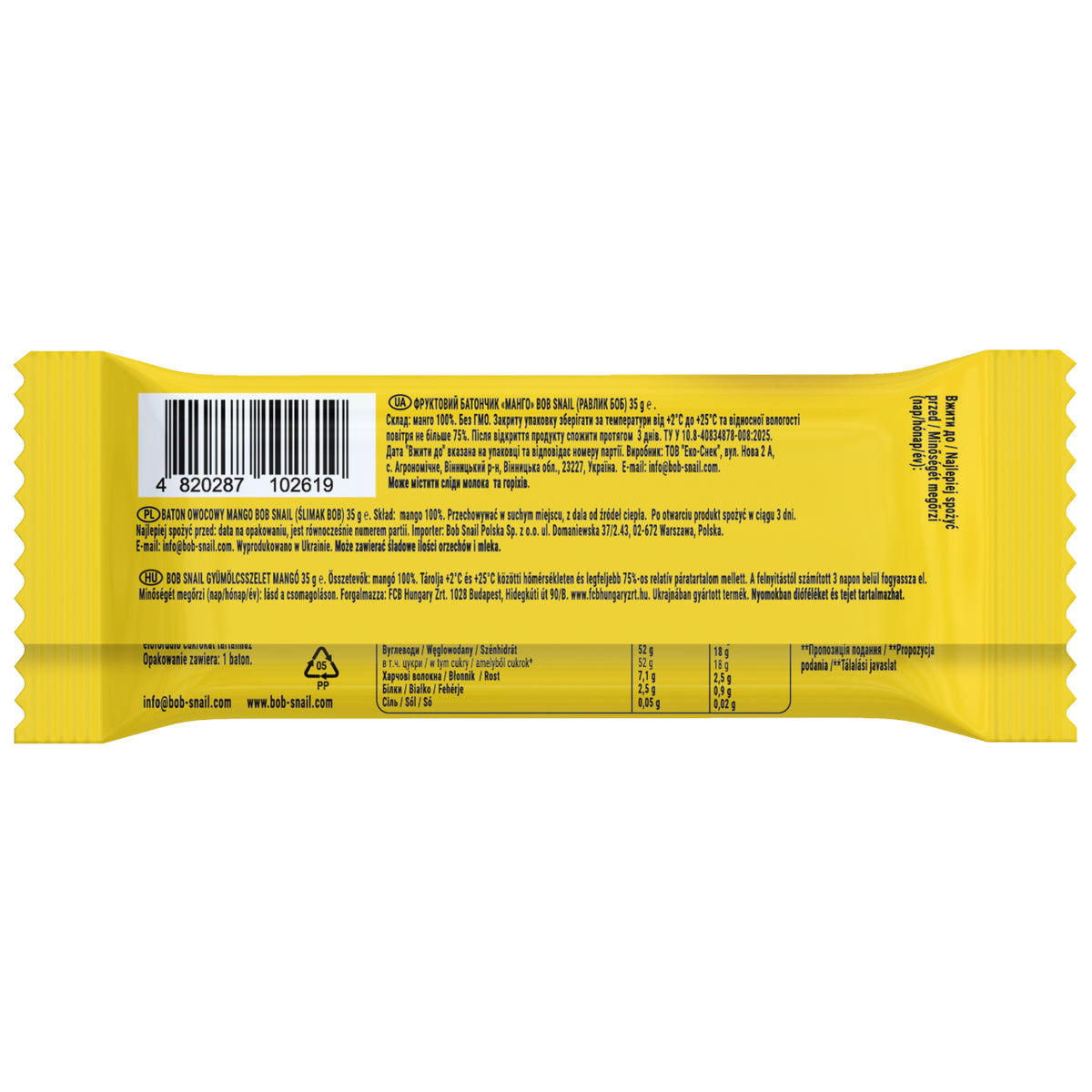 Bob Snail Fruchtriegel Pure Mango 35 g