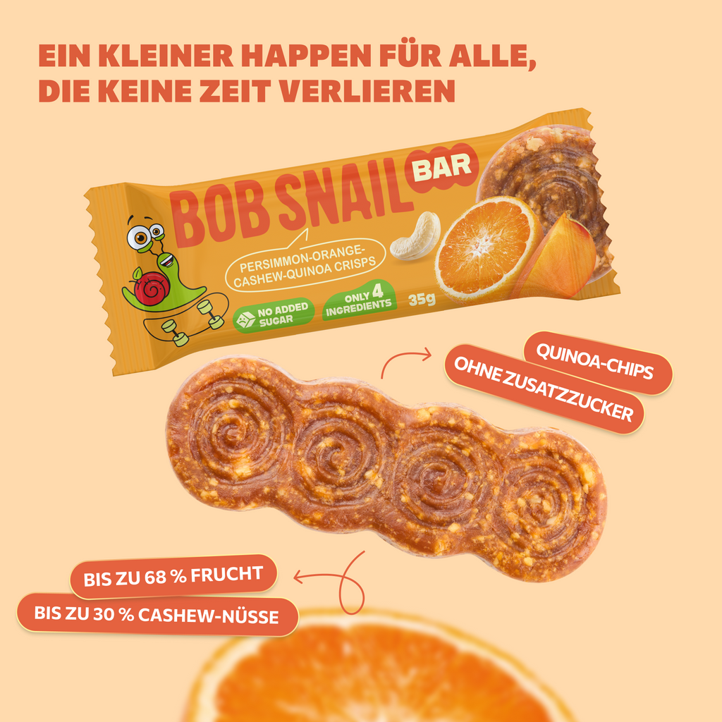 Bob Snail Fruchtriegel Kaki-Orange / Cashew / Quinoa-Crisps 35 g