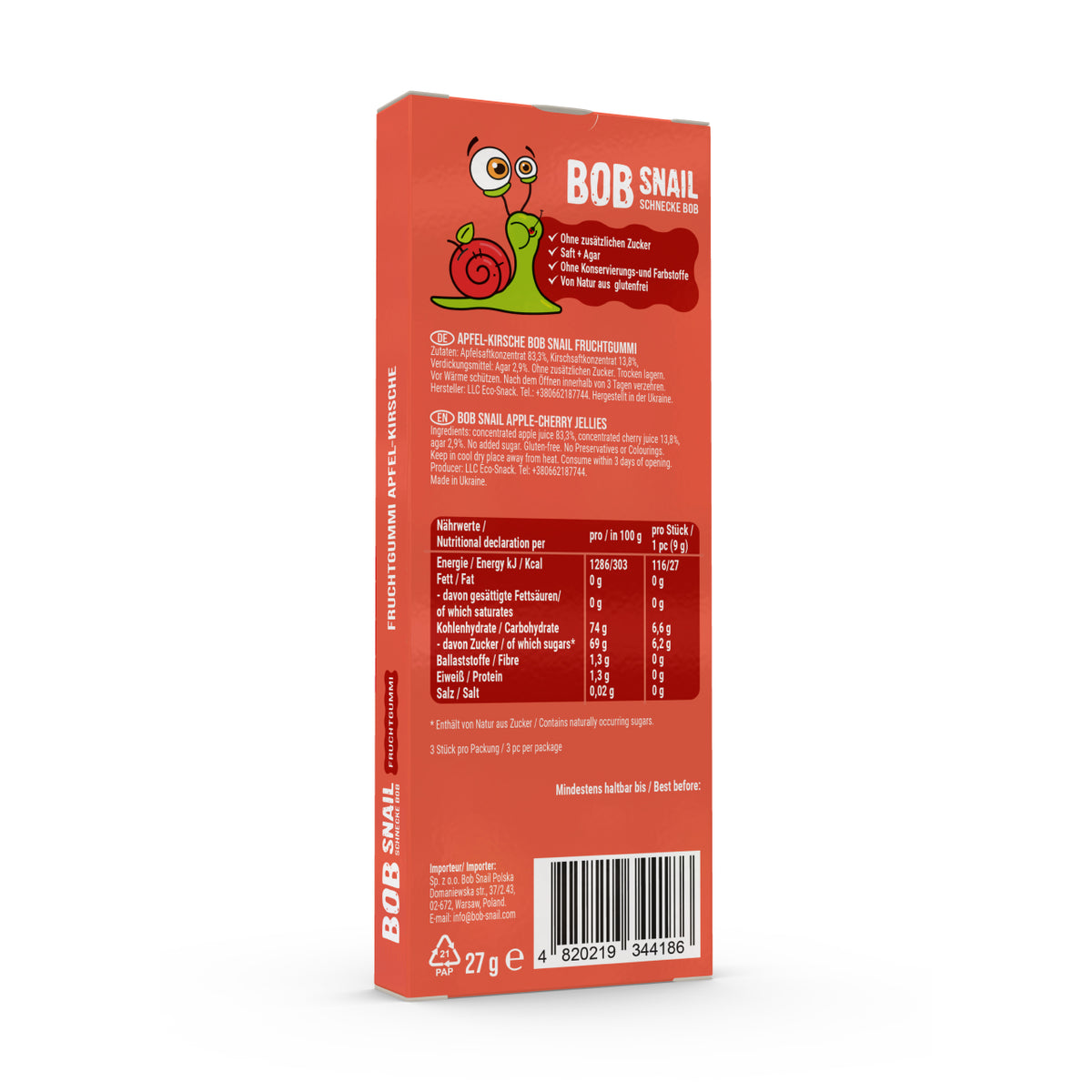 Bob Snail Fruchtgummi Apfel-Kirsche 27 g