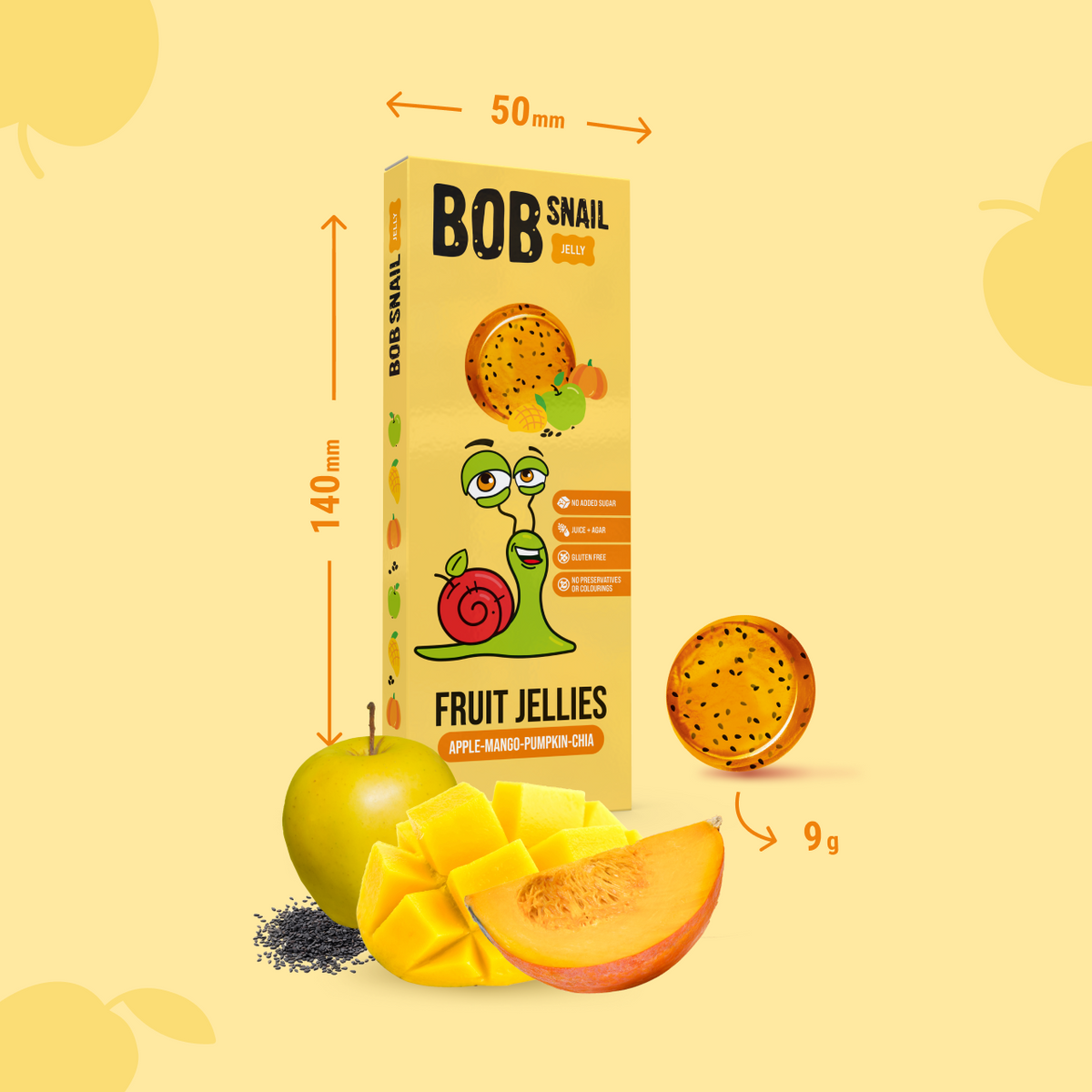 Bob Snail Fruchtgummi Apfel-Mango-Kürbis-Chia 27 g