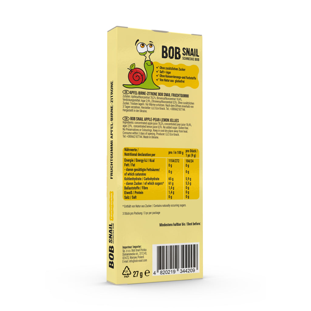 Bob Snail Fruchtgummi Apfel-Birne-Zitrone 27 g