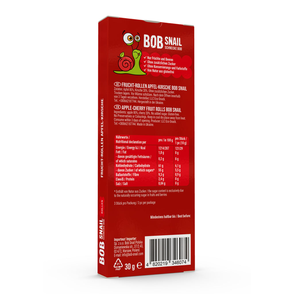 Bob Snail Fruchtrollen Apfel-Kirsche 30 g